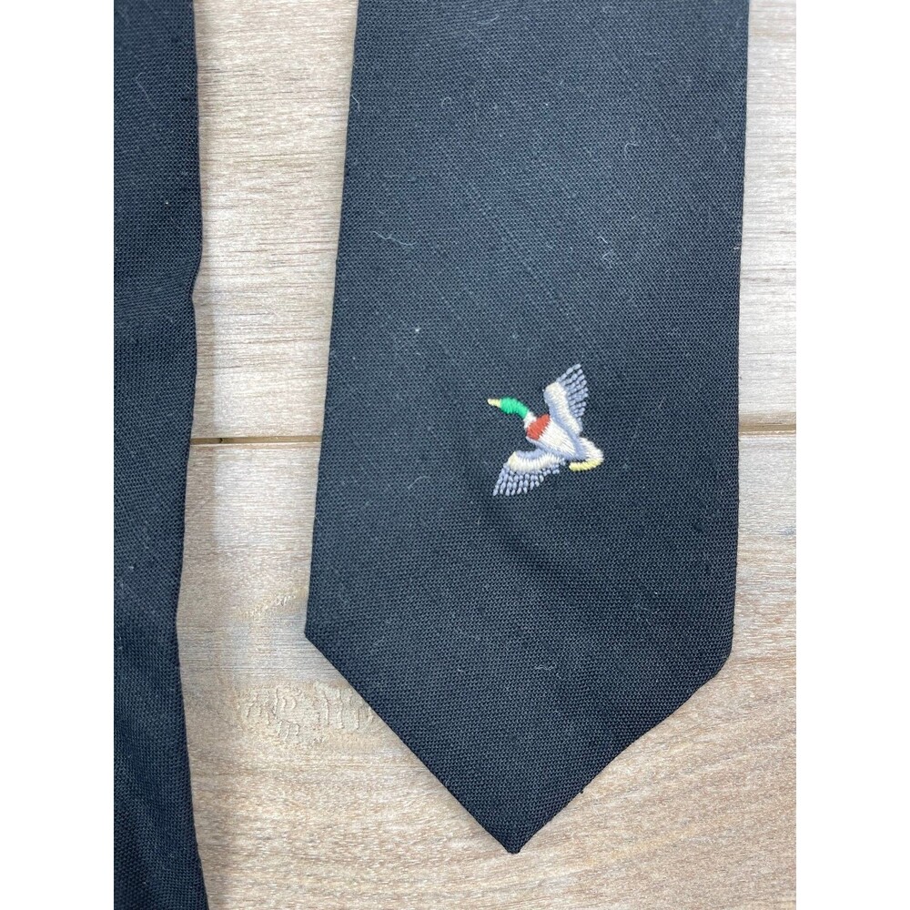 Salem Town Men's Black Tie Mallard Duck Embroidered 57 Inch Cotton